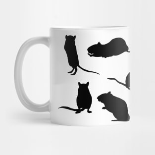 Five black gerbil silhouettes Mug